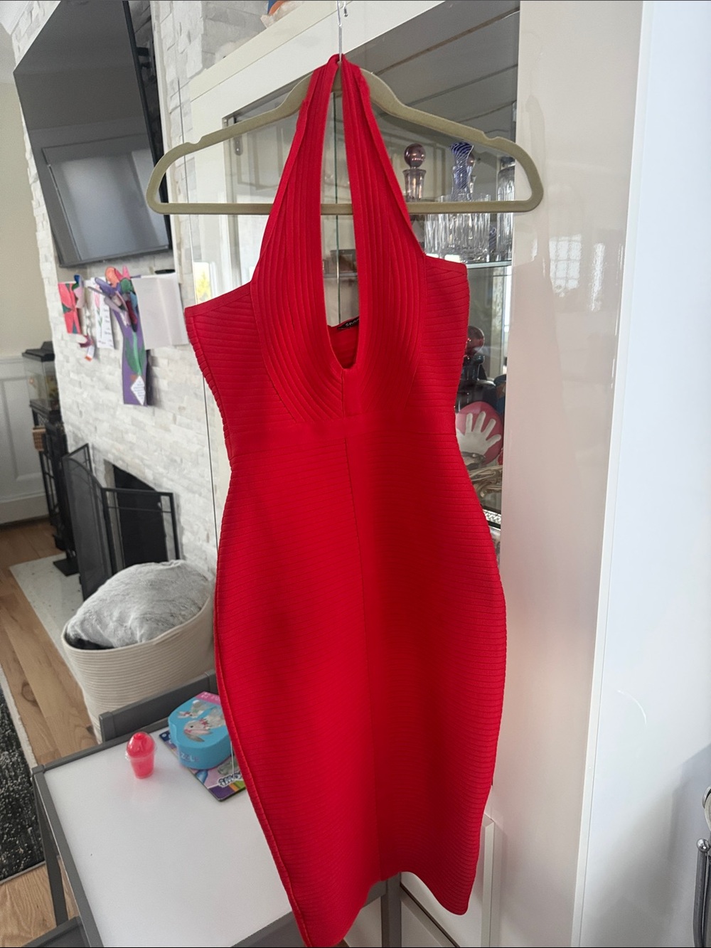 Red Halter Bodycon Dress - Sleek Women's Cocktail Dress